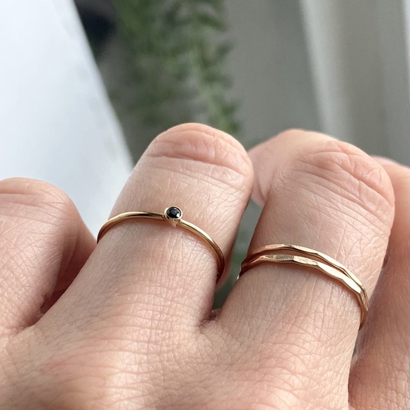 Dainty 14k gold filled ring & tiny black CZ - Picture 1 of 4